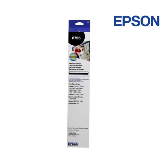 Epson 8755 Black Ribbon Cartridges For Epson 2500 ActionPrinter, 3360, 2500, T-750, CTM F-100, ERC-08, FX 100 FT, 100 Plus, 1000, 105, 105 Plus, 1180 Plus, 100, 100+, 1050,  1170, 1180, 1180+, 185, 286, 286e, 1000, 1050, 1170, 1170 II, 800, M 3360, 100 