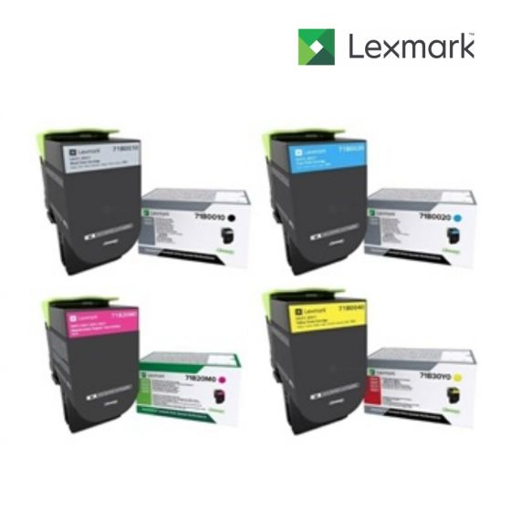 Lexmark 71B0010-Black|71B0020-Cyan|71B0040-Yellow|71B0020-Magenta 1 Set Toner Standard Cartridge For Lexmark CS317dn, Lexmark CX317dn Printers