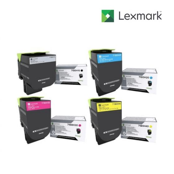 Lexmark 71B0H10-Black|71B0H20-Cyan|71B0H40-Yellow|71B0H30-Magenta 1 Set Toner Standard Cartridge For Lexmark CS417dn, Lexmark CS517de, Lexmark CX417de, Lexmark CX517de Printers