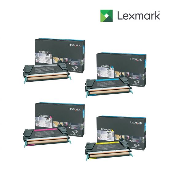 Lexmark C734A2KG-Black|C734A2CG-Cyan|C734A2YG-Yellow|C734A2MG-Magenta 1 Set Standard Toner Cartridge For Lexmark C734, Lexmark C734dn, Lexmark C734dtn, Lexmark C734dw, Lexmark C734n, Lexmark C736dn, Lexmark C736dtn, Lexmark C736N, Lexmark X734de