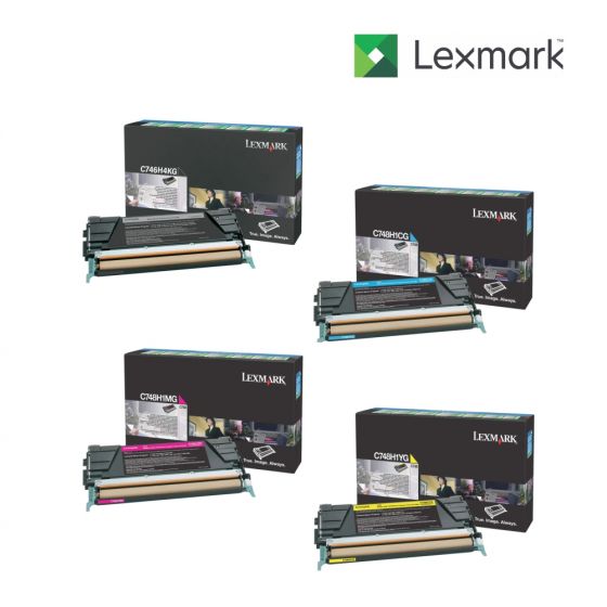 Lexmark C748H1KG-Black|C748H1CG-Cyan|C748H1YG-Yellow|C748H1MG-Magenta 1 Set Standard Toner Cartridge For Lexmark C748de, Lexmark C748dte, Lexmark C748e