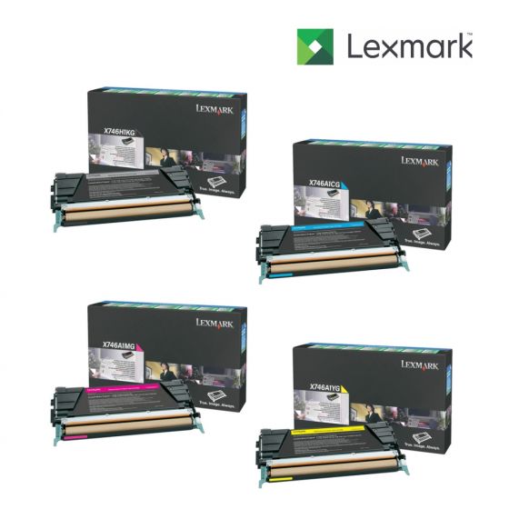 Lexmark C746A1KG-Black|C746A1CG-Cyan|C746A1YG-Yellow|C746A1MG-Magenta 1 Set Standard Toner Cartridge For Lexmark X746de, Lexmark X748de, Lexmark X748dte