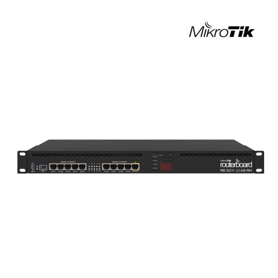 Mikrotik Router RB3011UiAS-RM 1U rackmount, 10xGigabit Ethernet, SFP, USB 3.0, LCD, PoE out on port 10, 2x1.4GHz CPU, 1GB RAM, RouterOS L5 