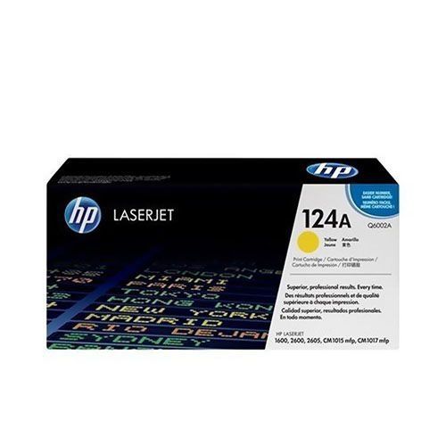 HP 124A (Q6002A) Yellow Original LaserJet Toner Cartridge For HP Color LaserJet 1600,2600, 2600n, 2605, 2605dn, 2605dtn, CM1015 MFP, CM1017 MFP Printers