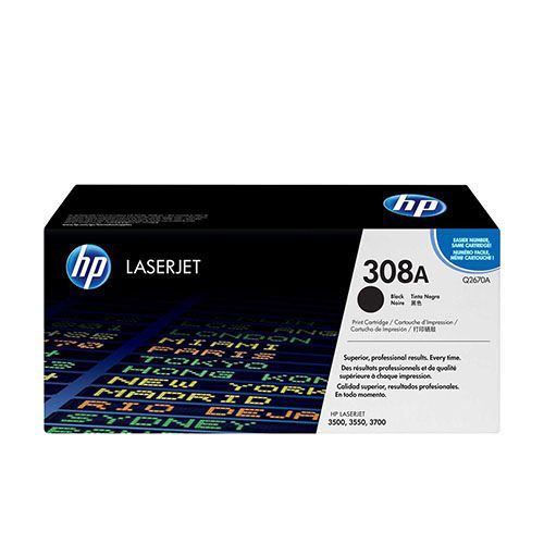 HP 308A (Q2670A) Black Original LaserJet Toner Cartridge For HP Color LaserJet 3500, 3500N, 3550, 3550N, 3700, 3700DN, 700DTN,  3700N Printers