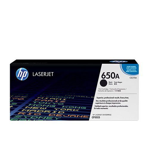 HP 650A (CE270A) Black Original Laserjet Toner Cartridge For HP Color LaserJet Enterprise CP5525dn, CP5525n, CP5525xh, M750dn, M750n, M750xh Printers