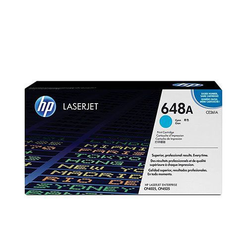 HP 648A (CE261A) Cyan Original Laserjet Toner Cartridge For HP Color LaserJet Enterprise CM4540 MFP,  CM4540f MFP,  CM4540fskm MFP,  CP4025dn,  CP4025n, CP4525dn,  CP4525n,  CP4525xh Printers