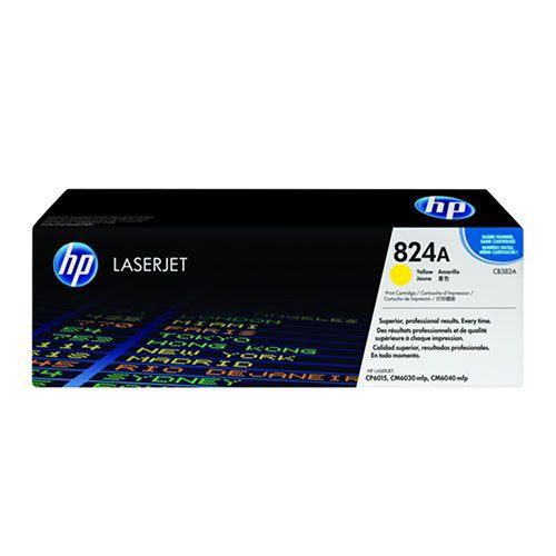 HP 824A (CB382A) Yellow Original Laserjet Toner Cartridge For HP 824A (CB381A) Cyan Original Laserjet Toner CartridgeHP Color LaserJet CP6015de, CP6015de, CP6015dn, CP6015dn, CP6015n,, CP6015x, CP6015x, CP6015xh, CP6015xh Printers