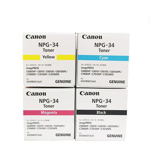 Canon NPG-34 Toner Cartridge 1 Set | Black | Cyan | Magenta | Yellow For CANON ImagePRESS C6000, 7000 Copiers