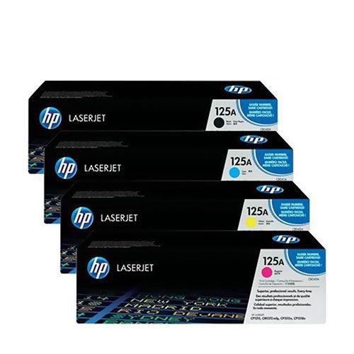 HP 125A 1 Set Original Toner | Black CB540A | Cyan CB541A | Yellow CB542A | Magenta CB543A For HP Color LaserJet CM1312, CM1312nfi, CP1215, CP1518ni,  CP1518ni Multifunction Printers