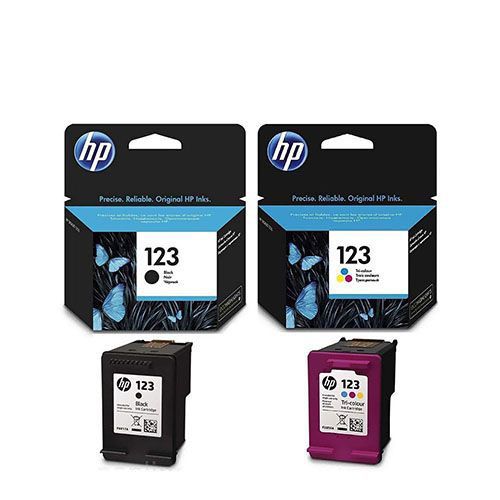 HP 123 1 Set Ink Cartridge | Black F6V17A | Tri-Colour F6V16A For HP DeskJet 2630, 3639, 1110, 2132, 3630, 4520, 5010, 5020, 5030, 2620, 2130   All-in-One Printer