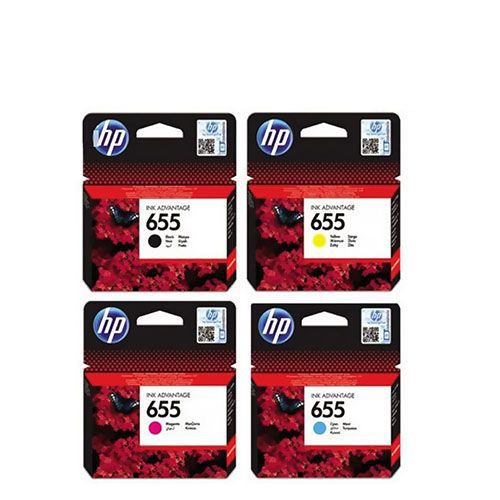 HP 655 Ink Cartridge 1 Set | Black CZ109A | Cyan CZ110A | Magenta CZ111A | Yellow CZ112A For HP Deskjet D2360, D2460, F2180, F380, F4180, Officejet 4315 and J3680 Printer