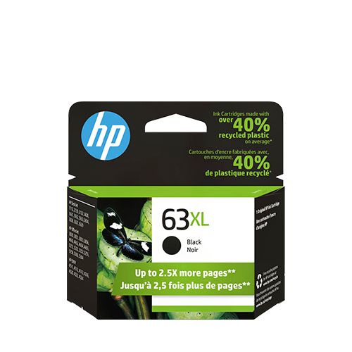 HP 63XL High Yield Black Original Ink Cartridge, F6U64AN#140 For HP Desk Jet 1110, 1112 Printer, HP Desk Jet 2130, 2131, 2132, 3630, 3632 All-in-One Printer, HP Envy 4520, 4522, 4523 All-in-One Printer, HP Office Jet 3830, 4650, 5220 All-in-One Printer 